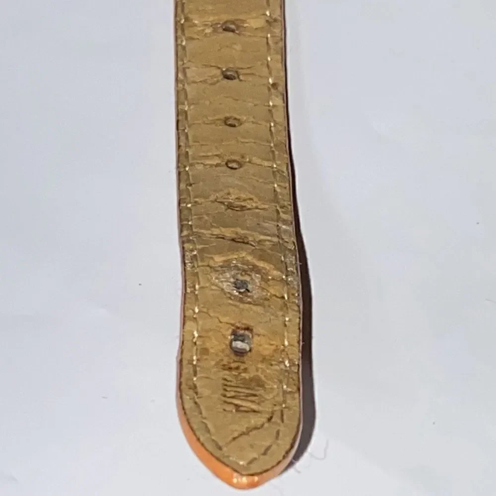 Gem Time Women's Gold Genuine Leather Band Embellished Silver Toned Quartz Watch